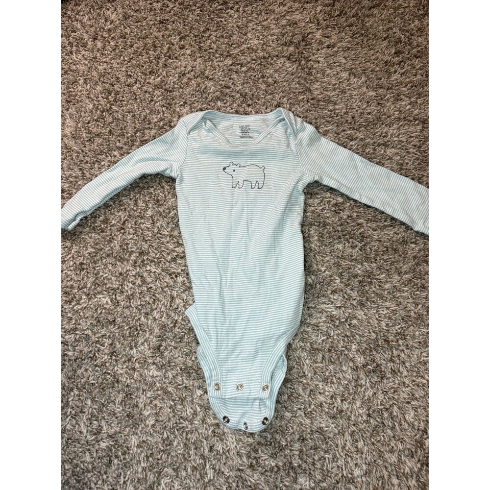Just One You by Carter's Baby Boy 18M Long Sleeve Striped Bear Bodysuit Teal